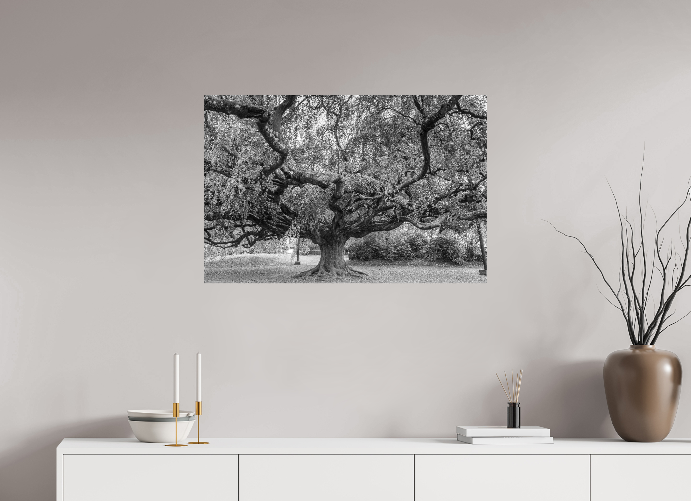 90 x 60 cm, Impression noir et blanc sur Alu Dibond 3 mn L’arbre de vie